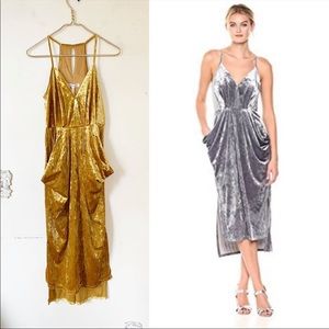Crushed Velvet Midi Dress Racerback Pockets